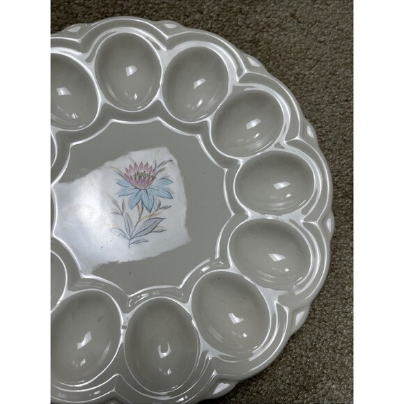 Vintage Steubenville Pottery Deviled Egg‎ Platter Easter MCM 9" - Picture 5 of 5